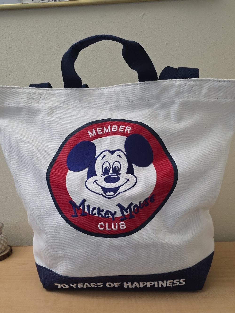 Disney Parks White and Navy Mickey Mouse Member Tote